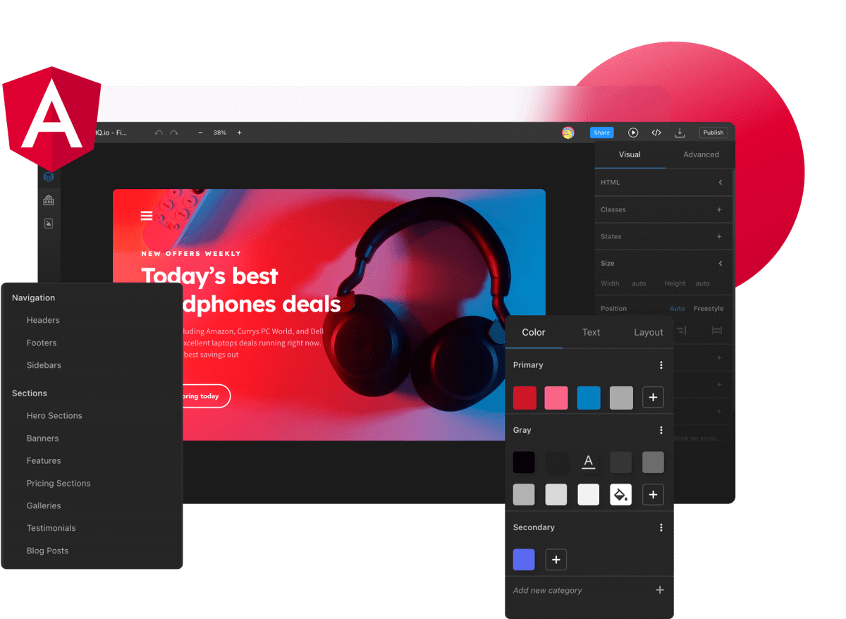 Static site to Angular header