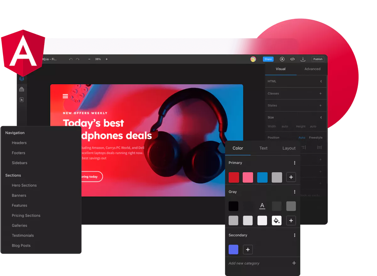 Static site to Angular header