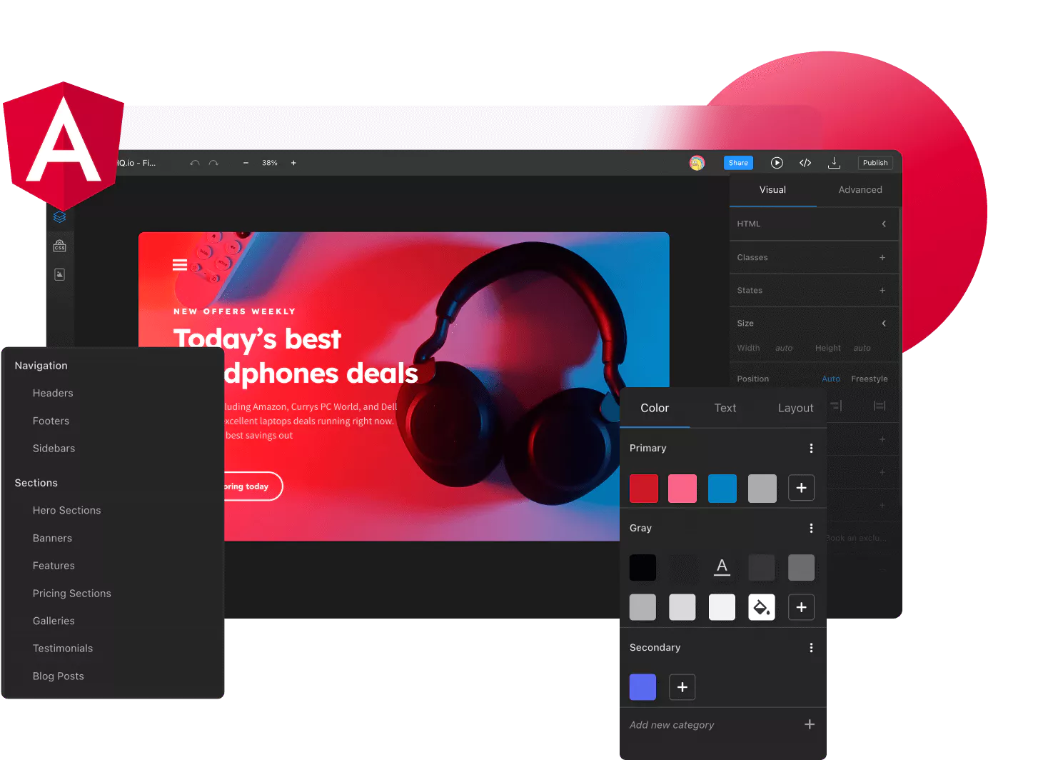 Static site to Angular header
