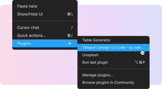 Figma Export to HTML and CSS using teleportHQ Design to Code