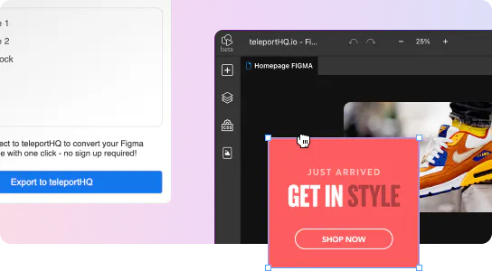 Figma Export to HTML and CSS using teleportHQ Design to Code