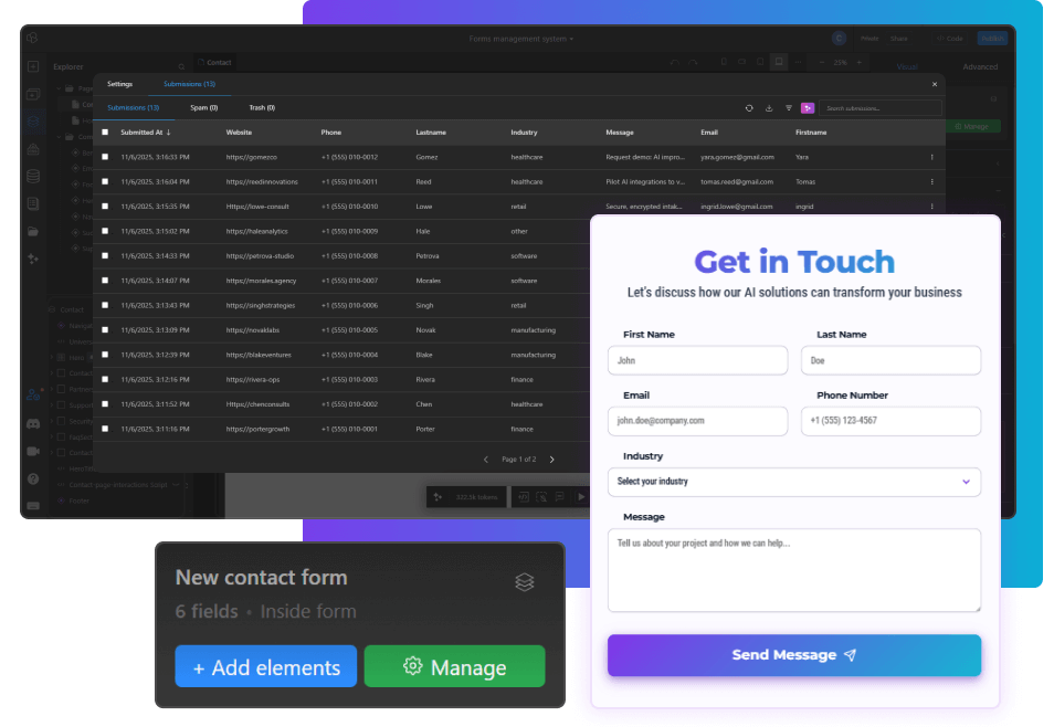 TeleportHQ forms management system