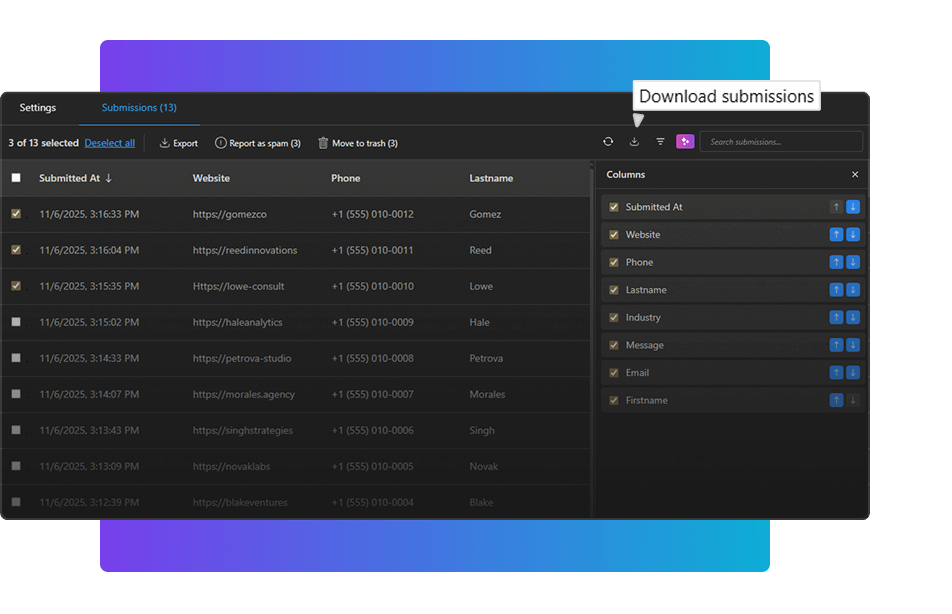 collecting and sorting submissions