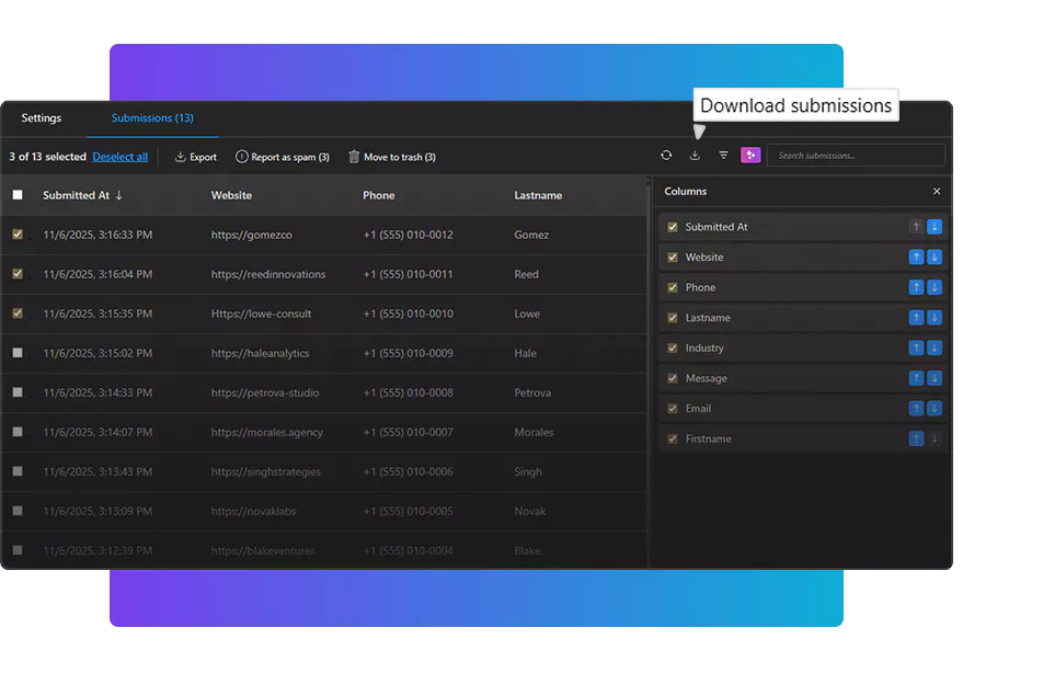 collecting and sorting submissions