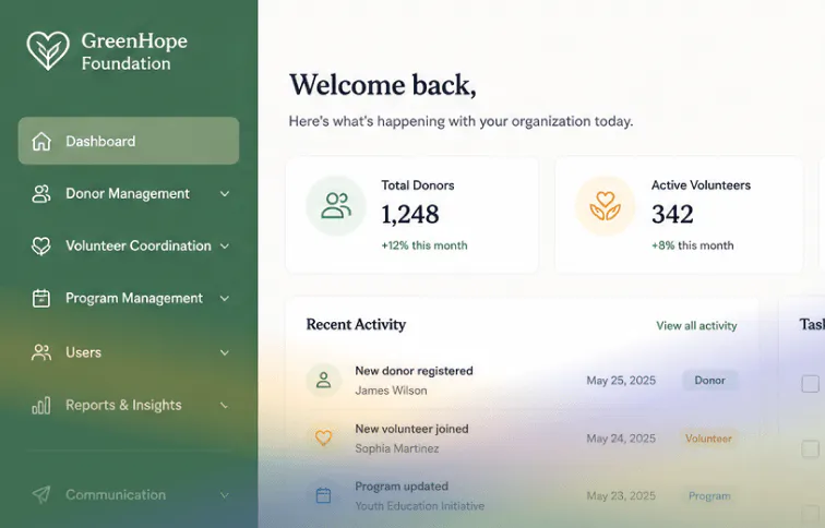 Donation management platform image