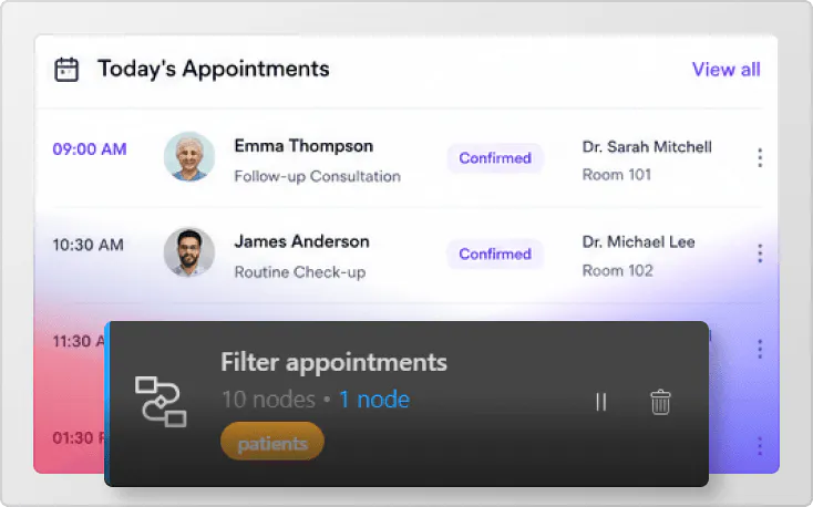 Patient portal dashboard appointment scheduling snapshot