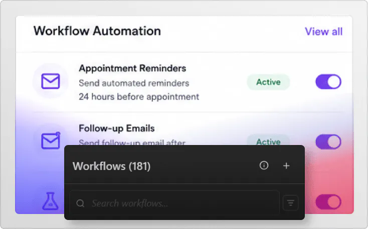 Patient portal dashboard workflow automation screenshot