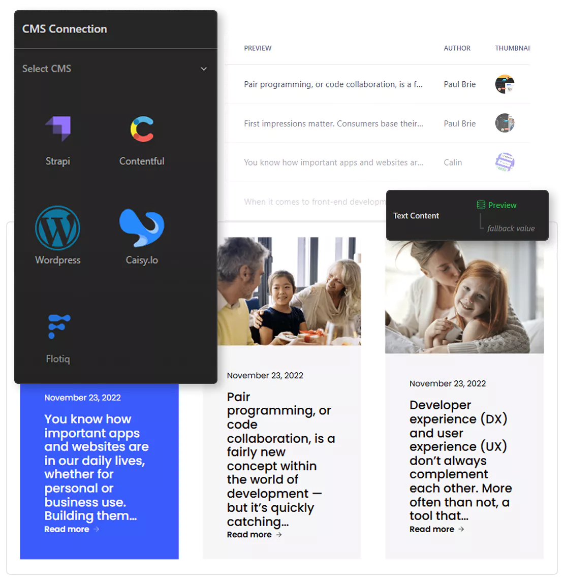 Image with Headless CMS options in TeleportHQ