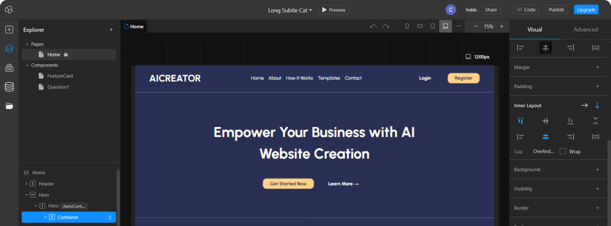 AI website builder footer image