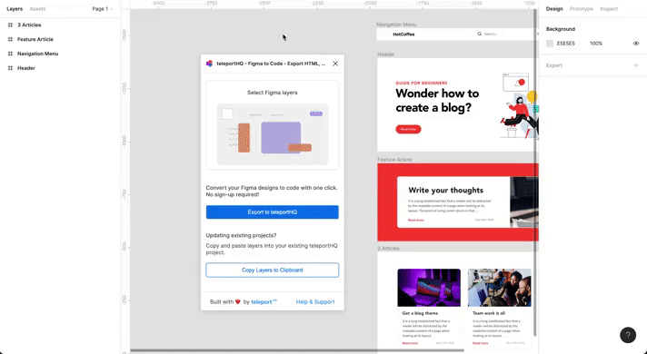 export your figma design