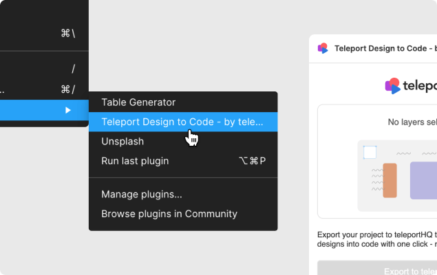 launch figma to telport plugin