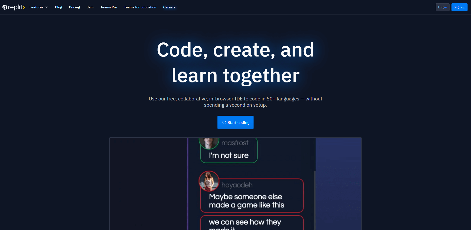Replit code collaboration tool screenshot