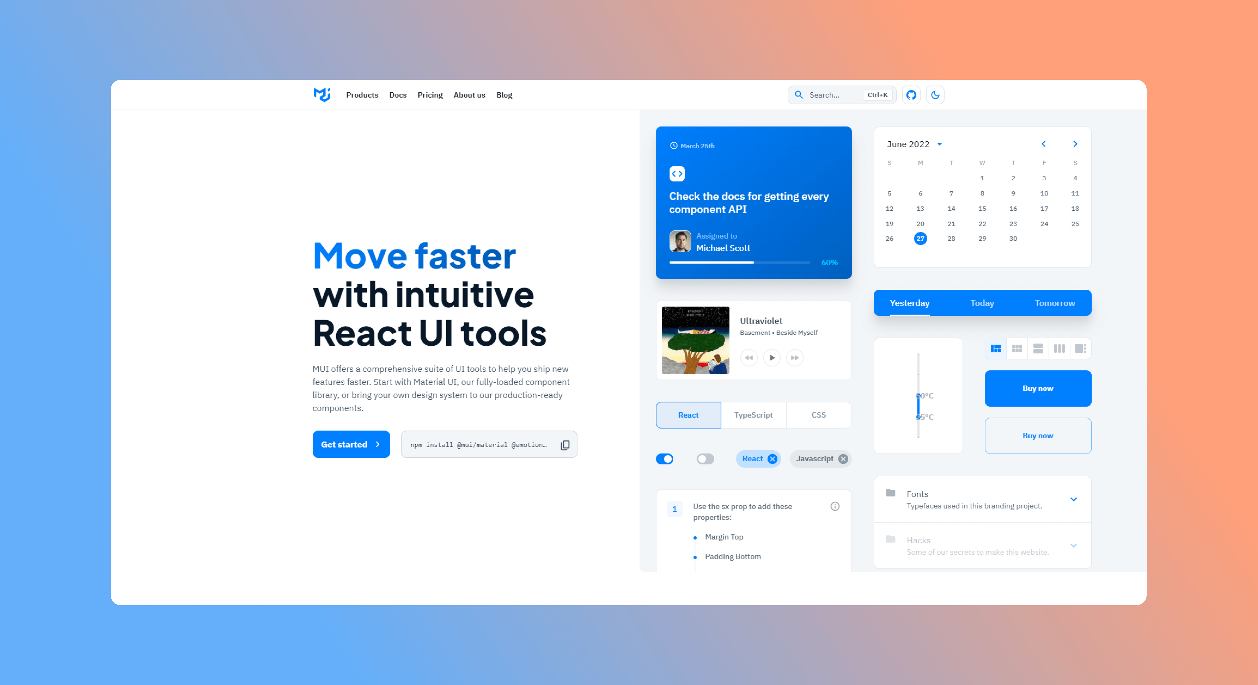 Material UI react library image